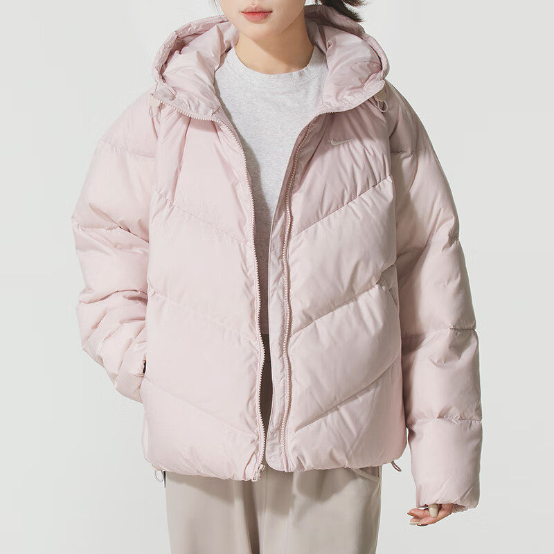 NIKE耐克羽绒服女装正品防水防风外套连帽运动服休闲粉色棉羽夹克