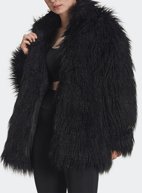 Adidas/阿迪达斯正品三叶草FUR JACKET 女子人造毛外套HG6678