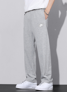 Nike耐克裤子男夏季季新款纯棉长裤直筒灰色休闲宽松男士运动裤