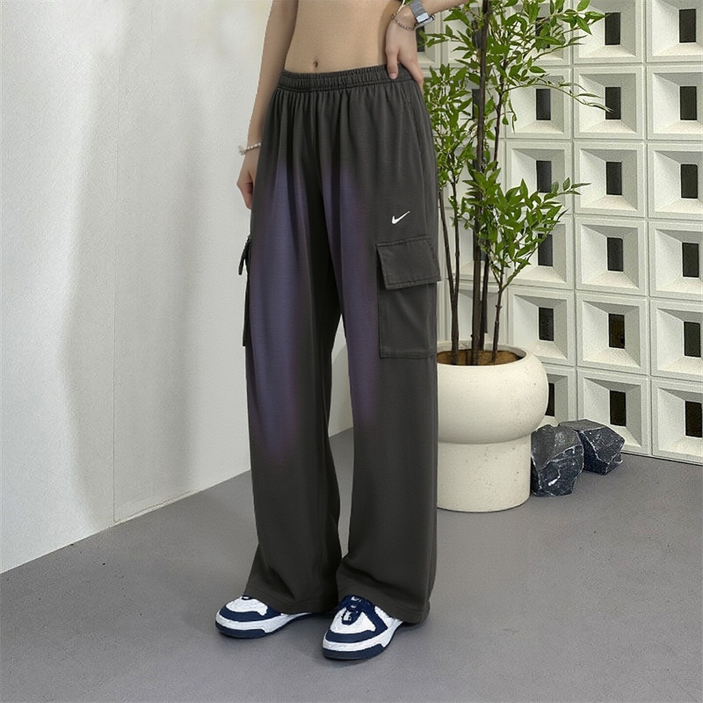 Nike耐克裤子宽松工装长裤新款潮流时尚女裤渐变色直筒裤棉运动裤