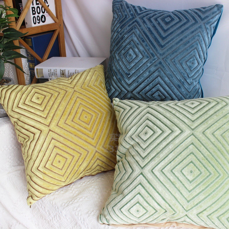 纯色现代立体绒面几何回纹迷宫家居客厅靠垫/靠枕/抱枕套方45 cm