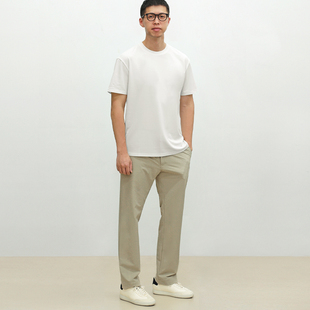 PHEATHER斐德 纸纱凉感挺阔防透圆领短袖T恤