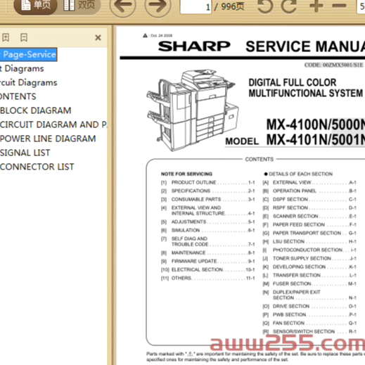 夏普 MX-4100N 4101N 5000N 5001N 彩色