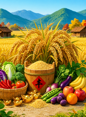 丰收贴纸厨房装饰麦穗农家乐墙贴柜子自粘贴画冰箱贴乔迁不留胶