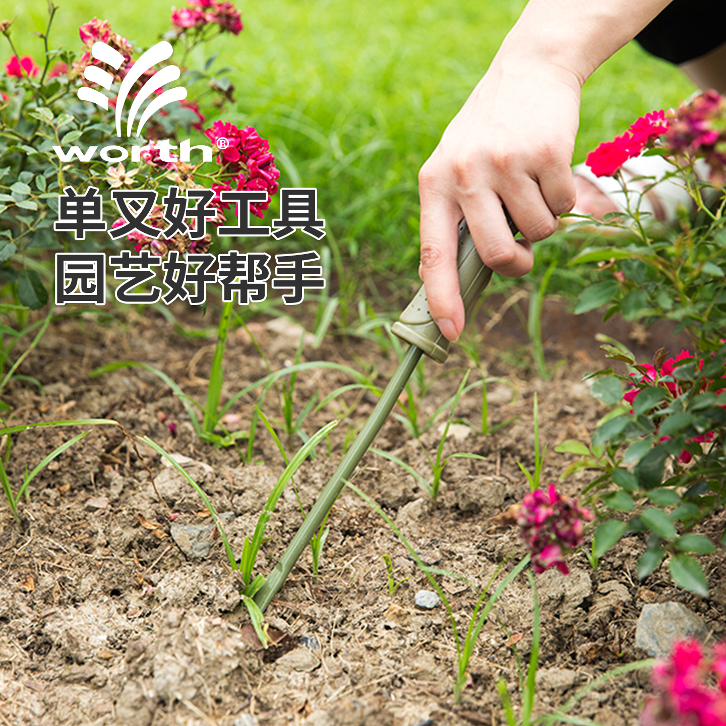 沃施worth园艺单叉铲子多肉种植定根器花园草坪除草移苗松土工具