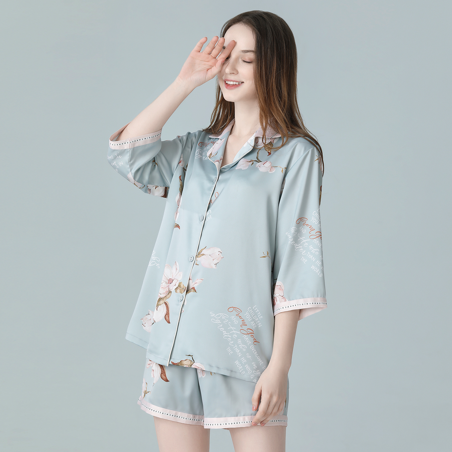 iizzini原创睡衣女白玉兰花冰丝