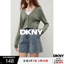 DKNY/唐可娜儿25年夏季女松紧腰复古混色宽松牛仔短裤