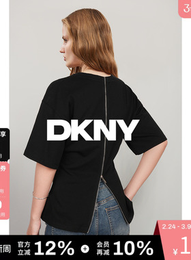 DKNY唐可娜儿夏季款设计感上衣百搭宽松日常短袖T恤女士时尚休闲