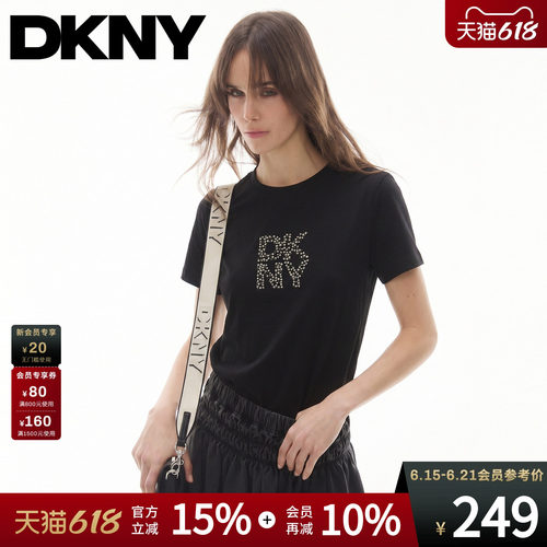烫钻圆领黑色短袖T恤简约休闲