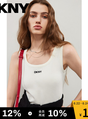 DKNY唐可娜儿26夏季新款无袖背心女士内搭打底吊带上衣白色简约潮