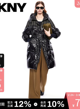 【90白鸭绒】DKNY唐可娜儿秋冬季羽绒服女装中长款外套复古时尚