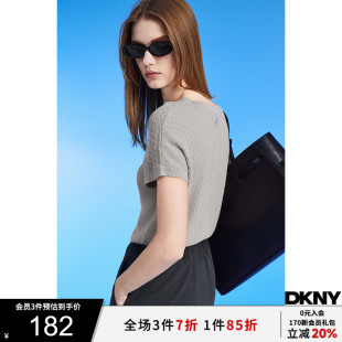针织衫 DKNY唐可娜儿2025夏季 短袖 轻透混纺亮片蝙蝠灰色袖 女 新款