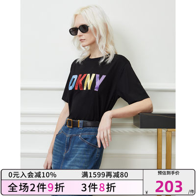 印花休闲短袖DKNY/唐可娜儿亮片