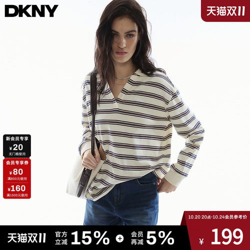 长袖Polo衫条纹T恤时尚美式休闲