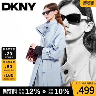 DKNY唐可娜儿春季 潮流 风衣外套女系带双排扣立领H型廓形通勤时尚