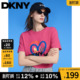 T恤女字母印花撞色趣味手绘爱心圆领上衣 短袖 DKNY唐可娜儿夏季 款