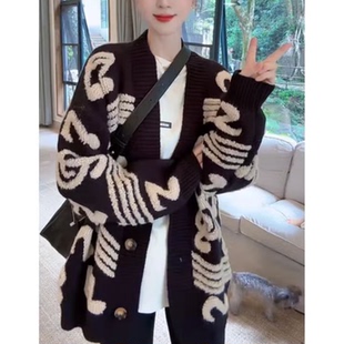 2026秋冬新款慵懒风毛衣外套女时尚百搭宽松针织开衫中长款韩版潮