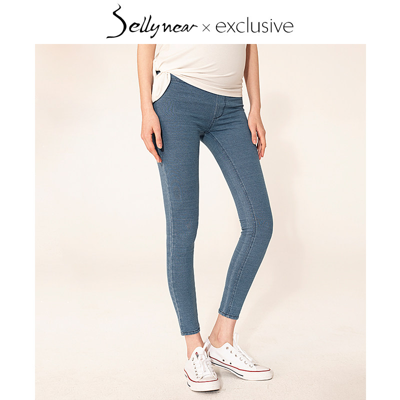 SELLYNEAR孕妇打底裤薄款外穿裤子春夏牛仔裤时尚弹力修身小脚裤