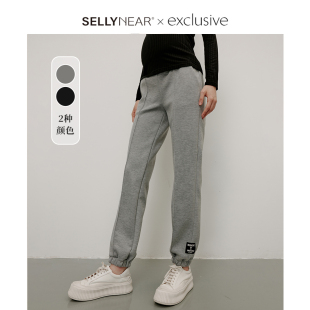 交叉托腹宽松显瘦百搭休闲运动长裤 时尚 子 秋冬款 SELLYNEAR孕妇裤