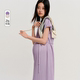 压褶丝巾配饰紫色连衣裙 新款 SELLYNEAR孕妇装 高级感连衣裙夏季