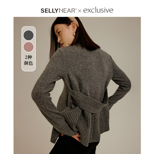SELLYNEAR高领A摆气质毛衣