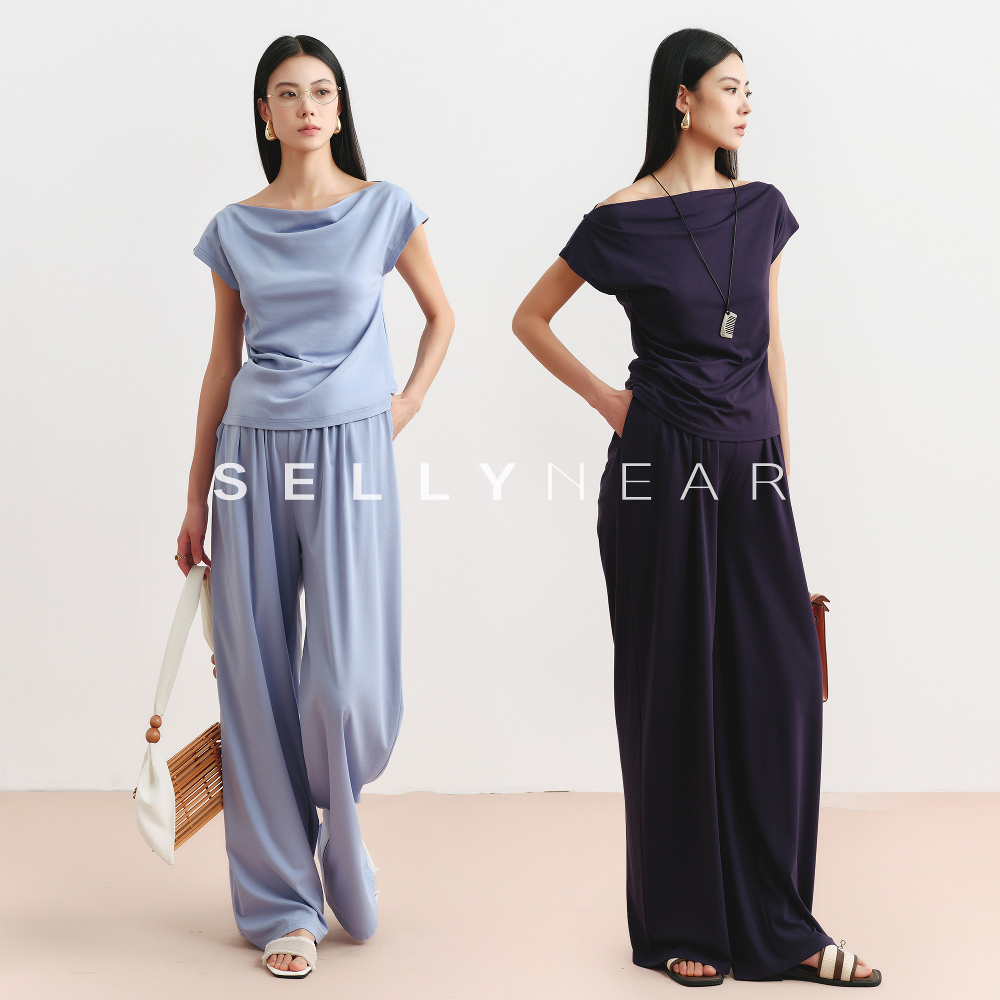 SELLYNEAR孕妈高级感穿搭套装夏新款时尚简约优雅气质孕期两件套