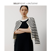 黑白条纹质感通勤针织衫 时尚 外套春秋新款 SELLYNEAR孕妇针织开衫