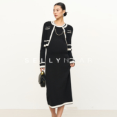 秋冬新款 时尚 洋气经典 SELLYNEAR孕妇套装 小香风开衫 背心裙两件套