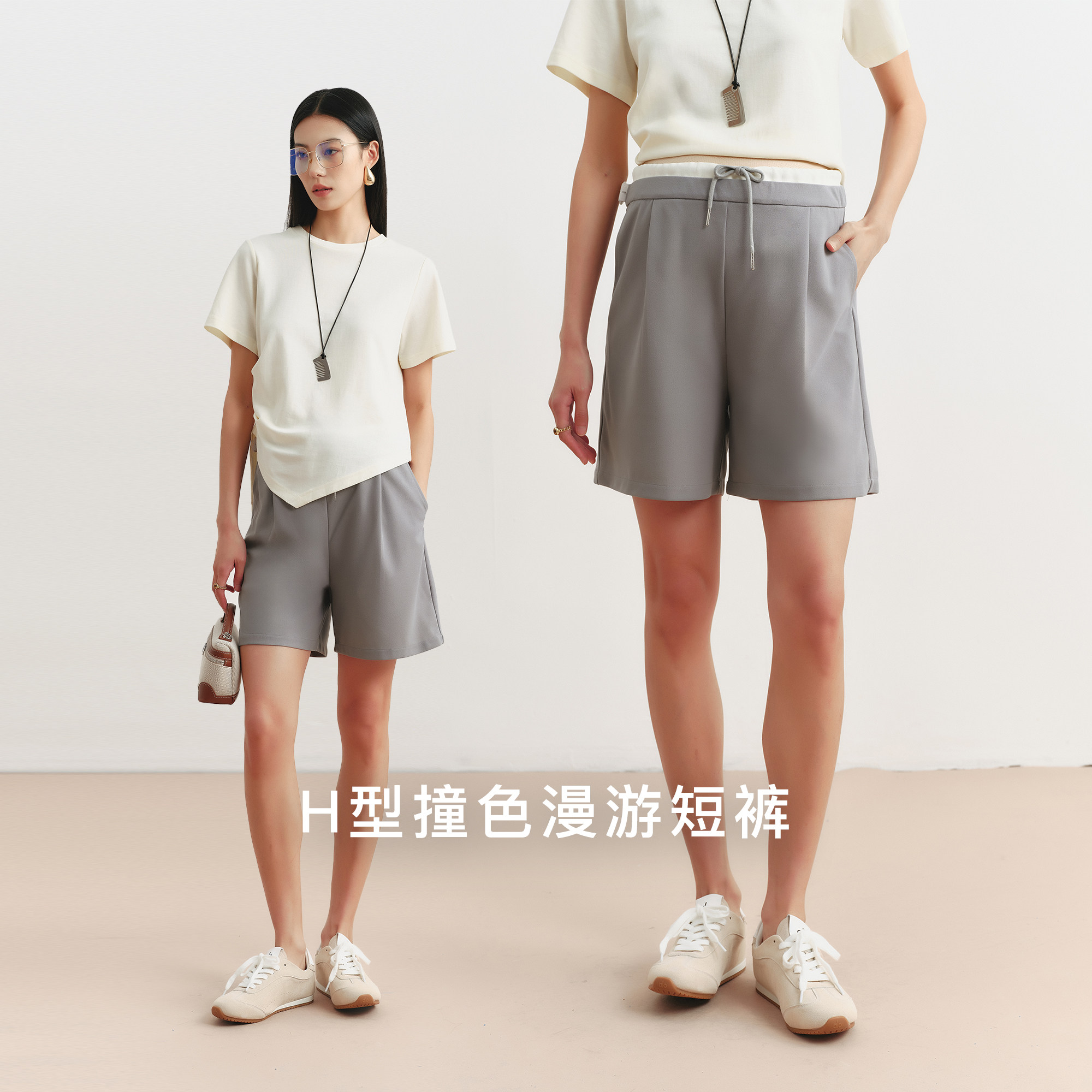 SELLYNEAR孕妇装短裤夏季外穿新款时尚假两件系带孕期裤子夏薄款
