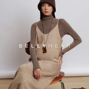 极简显瘦V领针织长裙 时尚 SELYYNEAR孕妇吊带连衣裙2025新款 秋季