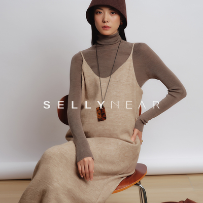 SELYYNEAR孕妇吊带连衣裙2025新款秋冬时尚极简显瘦V领针织长裙