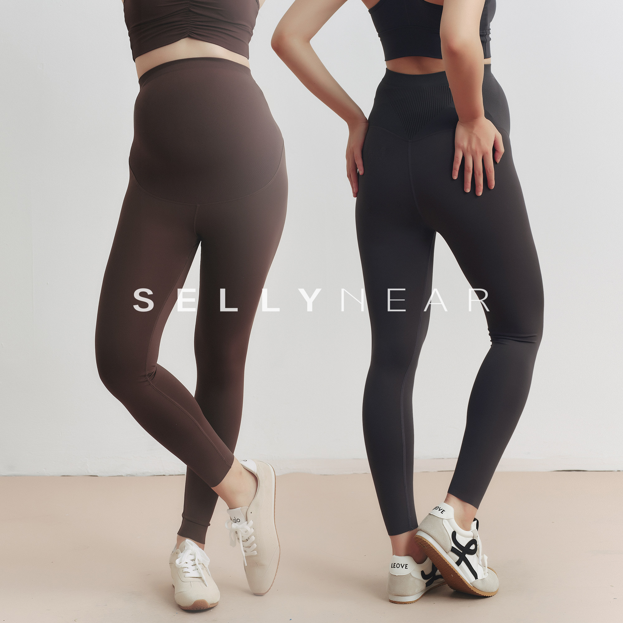 SELLYNEAR孕妇打底裤夏薄款时尚无痕提臀高弹鲨鱼皮运动瑜伽裤子