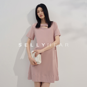 SELLYNEAR孕妇裙子夏季2024新款时尚宽松不规则镂空圆领A摆连衣裙