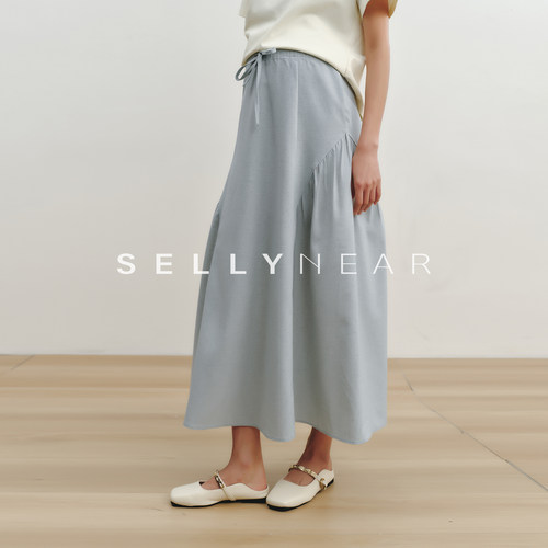 SELLYNEAR孕妇半身裙夏薄款2026新款时尚宽松抽皱休闲无托腹短裙