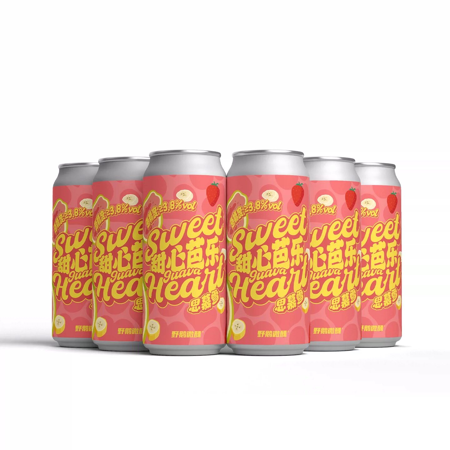 野鹅甜心芭乐流体果泥果啤果泥啤酒500ml*6罐组合