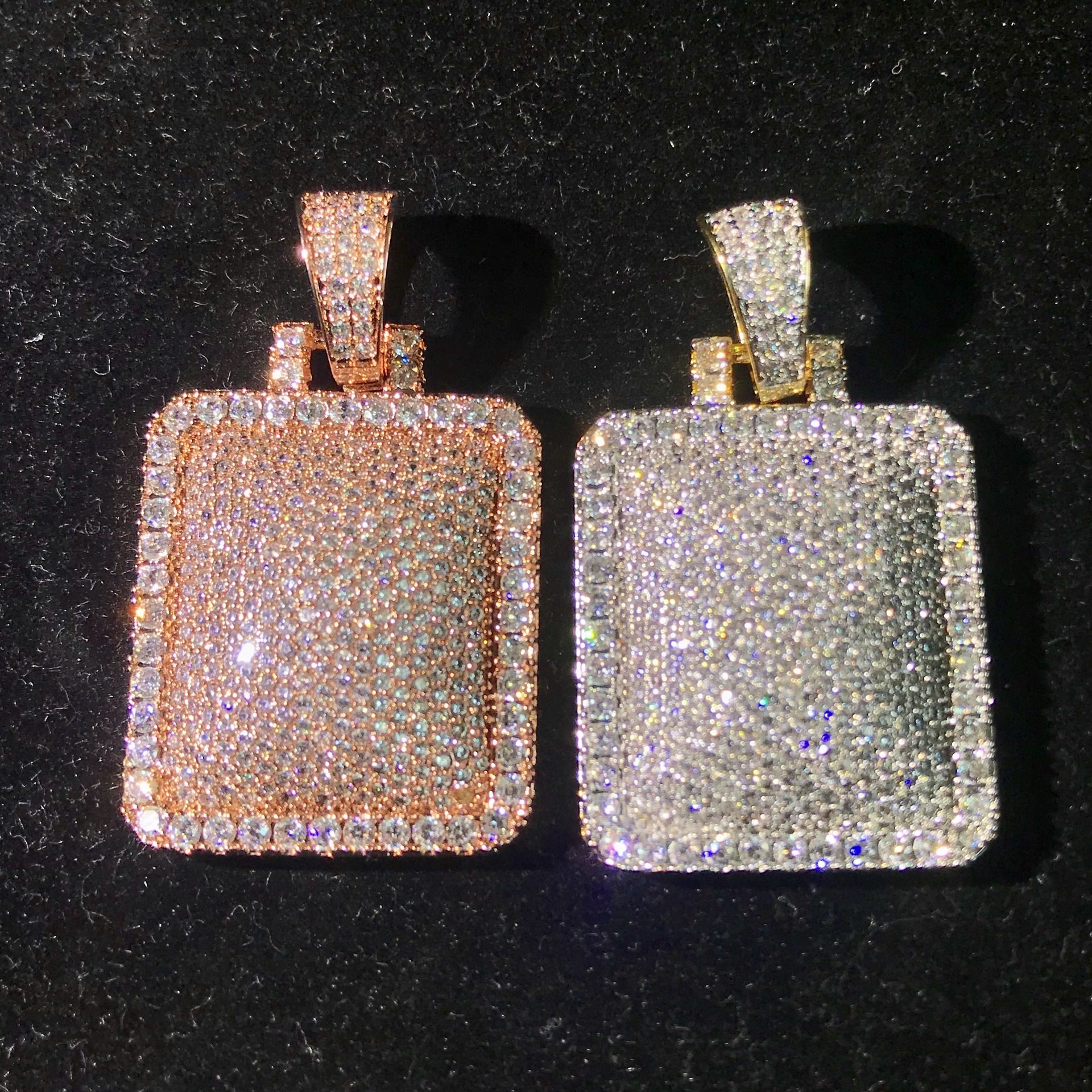 欧美新款重工blingbling满钻狗牌军牌吊坠嘻哈风男女士潮人项链