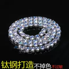 Hip hop stainless steel tennis chain titanium steel single row diamond non fading high-end zircon necklace tennis chain