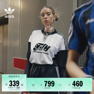 经典 球衣女adidas阿迪达斯官方outlets三叶草 运动足球风蕾丝长袖