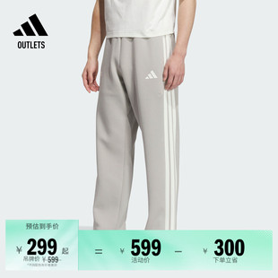 透湿保暖三条纹休闲针织运动裤 adidas阿迪达斯轻运动 男装