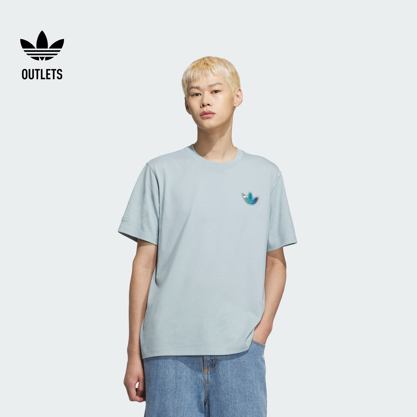 经典纯棉运动短袖T恤男女adidas阿迪达斯官方outlets三叶草