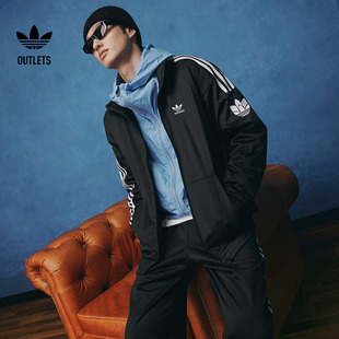 经典 adidas阿迪达斯三叶草 复古三条纹双拉链宽松运动外套男女秋季
