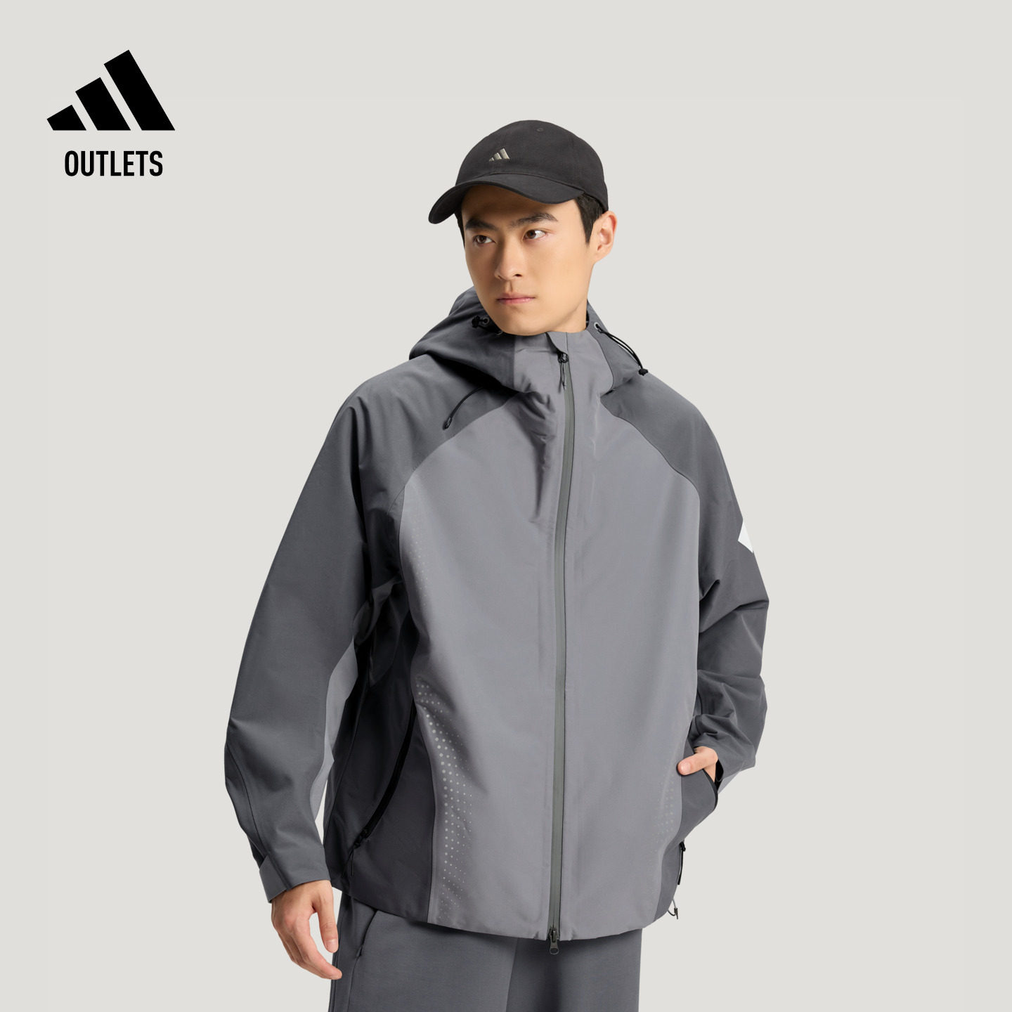 FOS系列先锋攻壳机能夹克 拒水防风连帽外套男春季adidas阿迪达斯