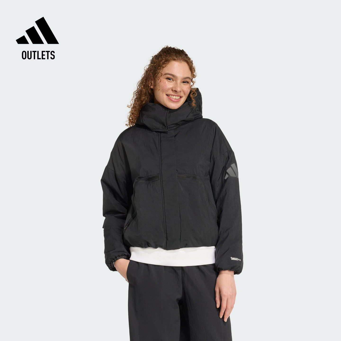 防风保暖拒水休闲连帽棉服女装adidas阿迪达斯官方outlets轻运动