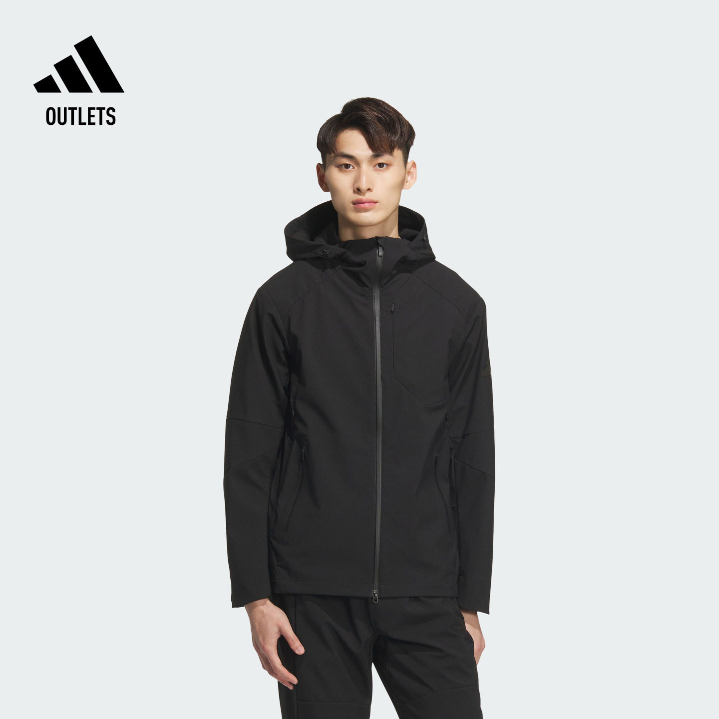 休闲抓绒连帽夹克外套男装秋冬adidas阿迪达斯官方outlets轻运动