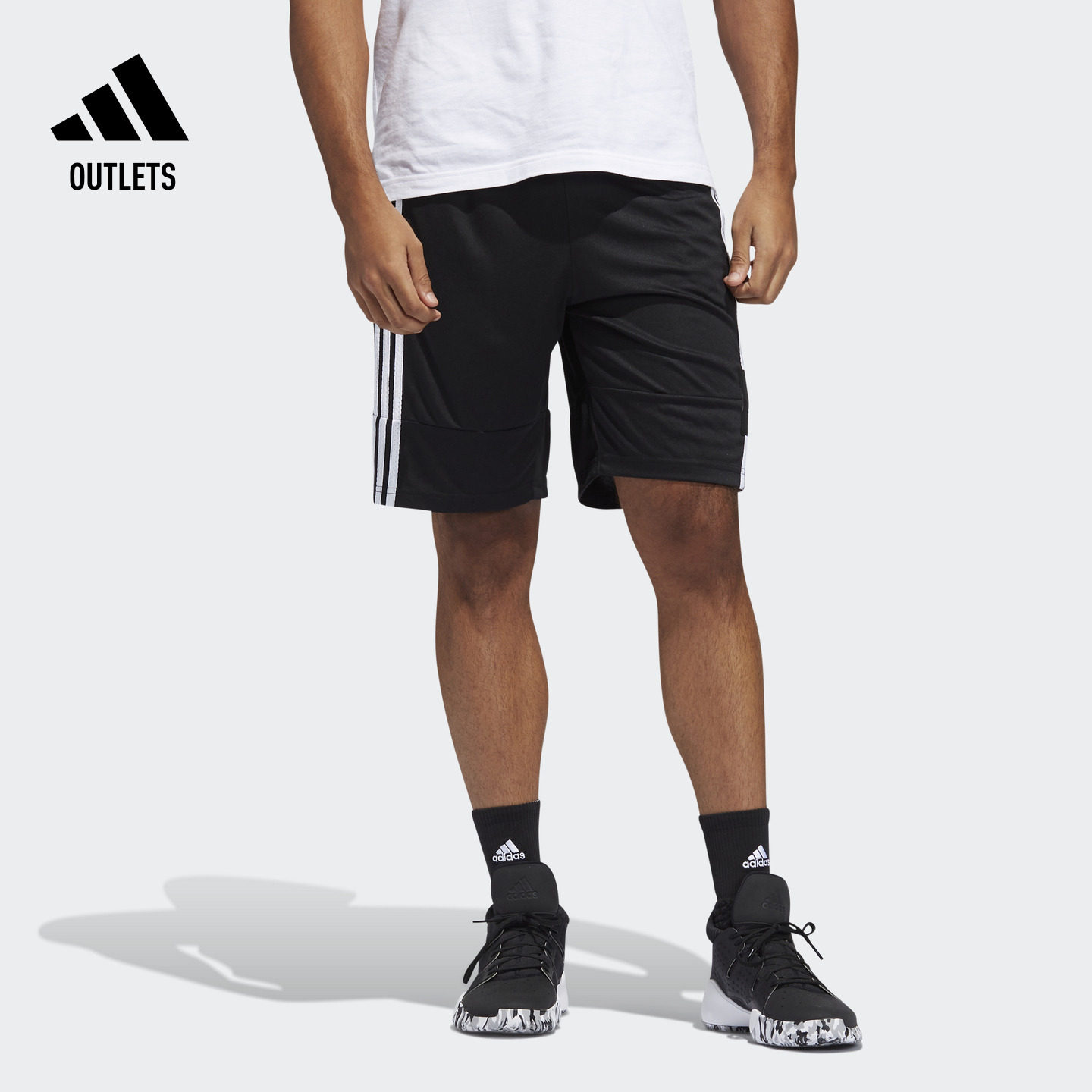 舒适三条纹篮球运动短裤男装夏季adidas阿迪达斯官方outlets