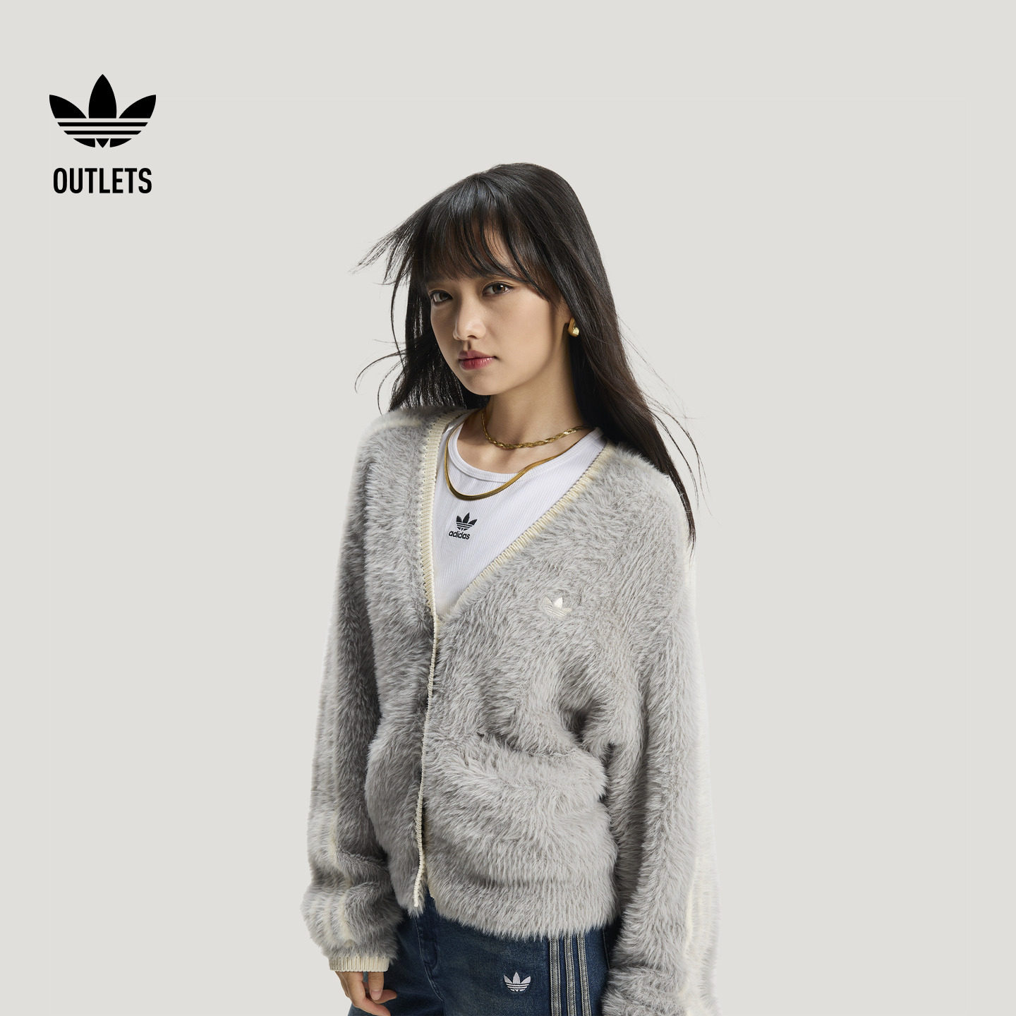 阿迪达斯三叶草女子针织衫