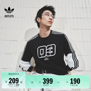 纯棉上衣圆领短袖 adidas阿迪达斯官方outlets三叶草 T恤男装