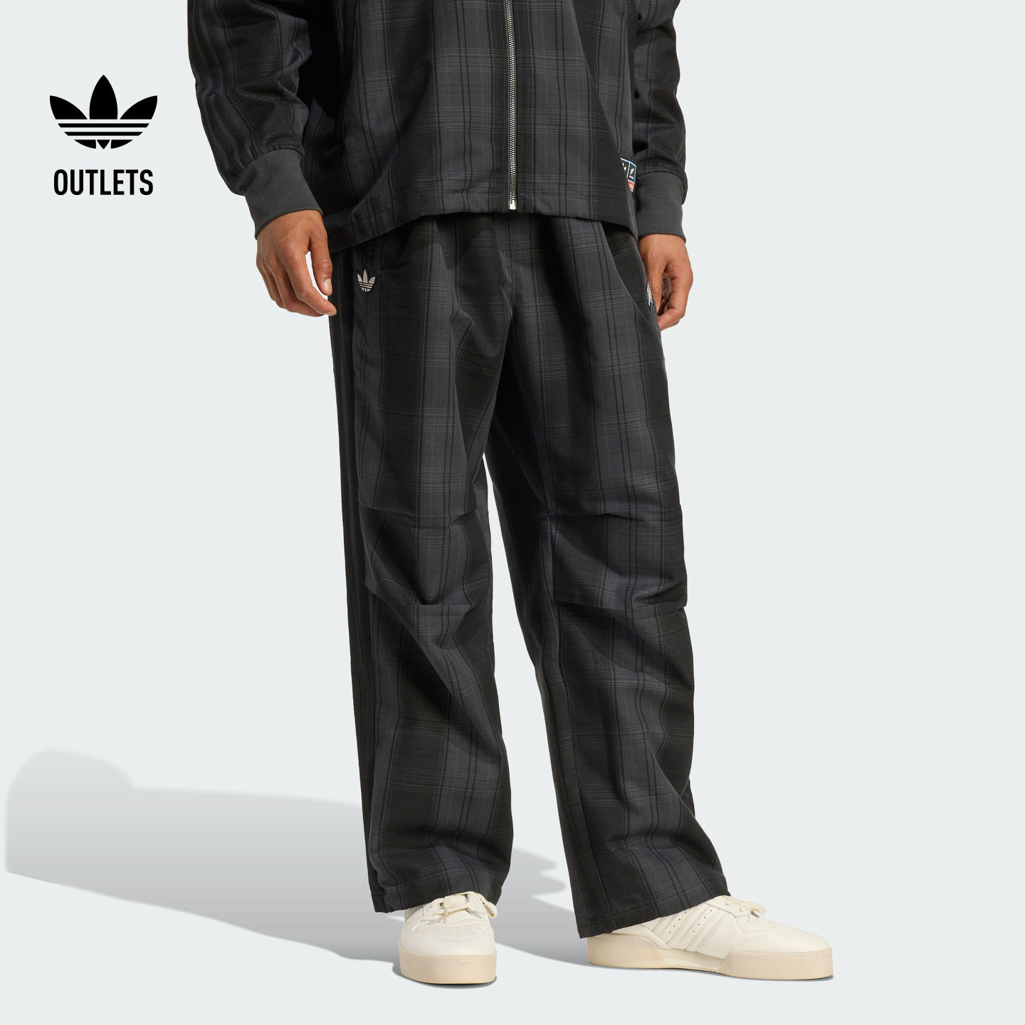 橄榄球风格纹休闲宽松运动裤男adidas阿迪达斯官方outlets三叶草