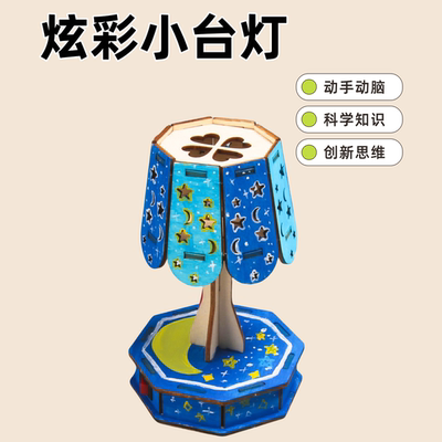 科技小制作创意手工DIY七彩炫光小台灯小夜灯拼装材料科学小实验