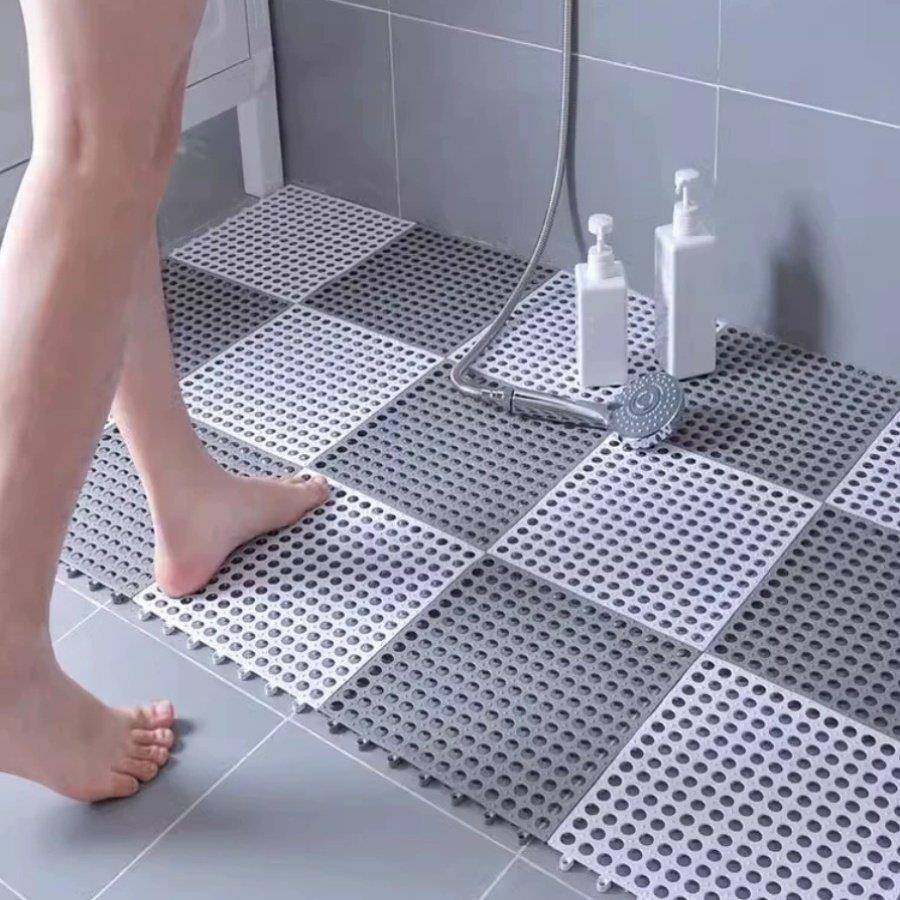 浴室防滑拼接地垫淋浴沐浴洗澡厕所卫生间防摔脚垫防水镂空全铺